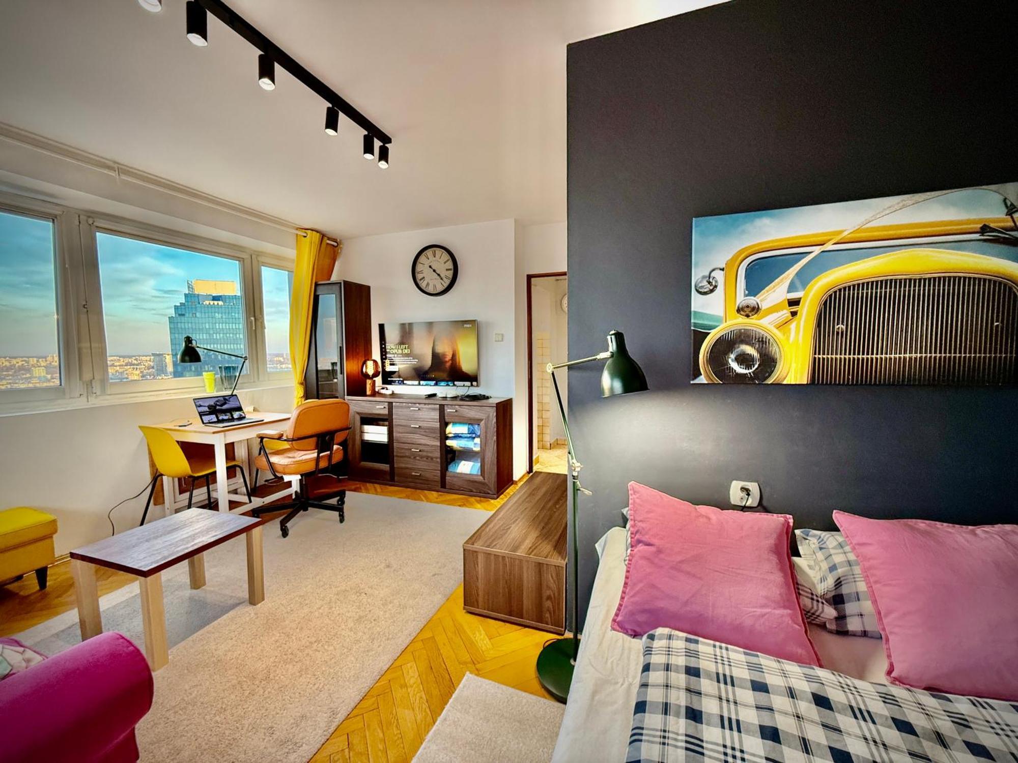 Super Apartment Yellow 2X Metro Fast Wifi 1 Gbs Netflix Panorama Miasta Varsó Kültér fotó