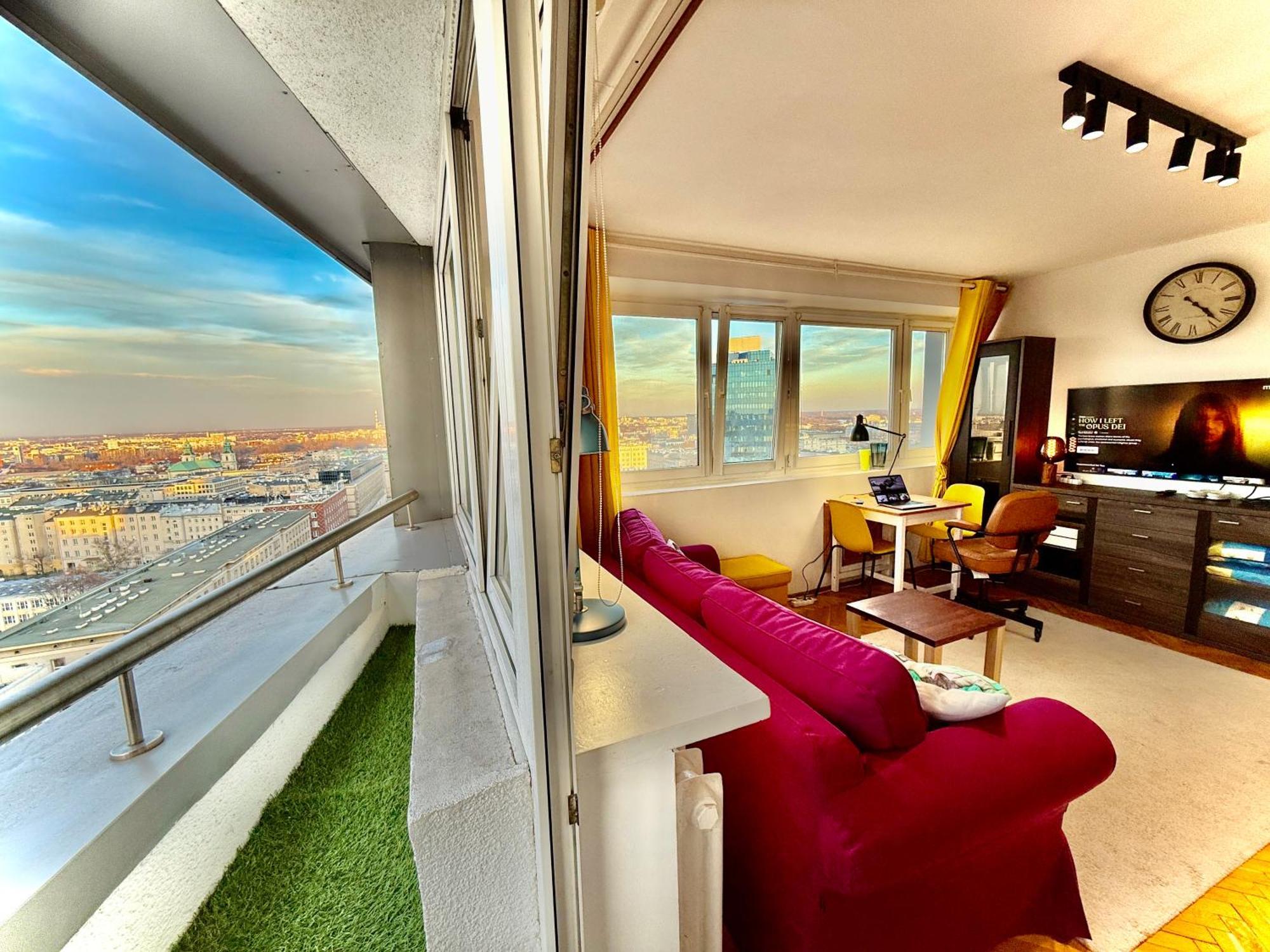 Super Apartment Yellow 2X Metro Fast Wifi 1 Gbs Netflix Panorama Miasta Varsó Kültér fotó