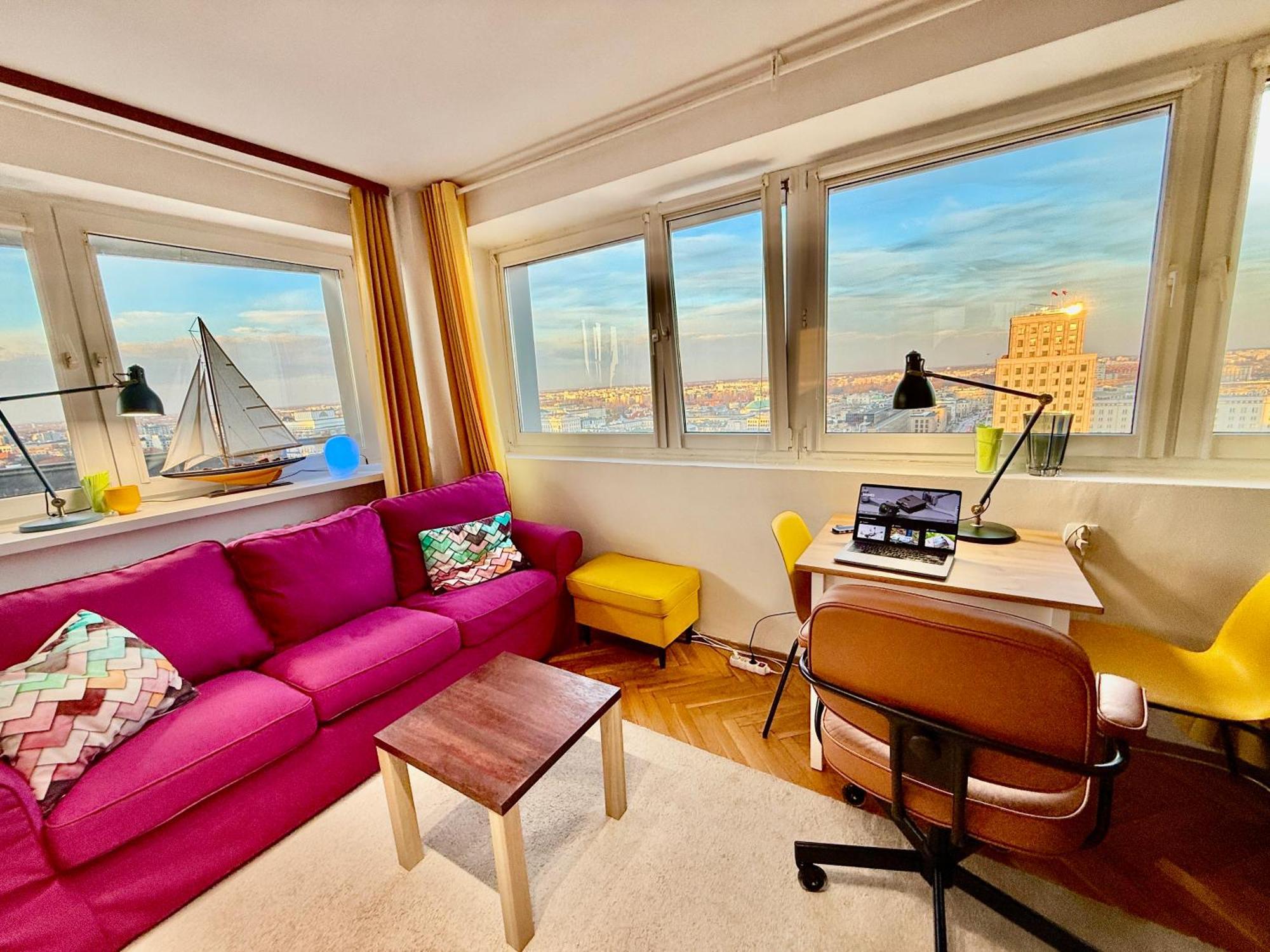 Super Apartment Yellow 2X Metro Fast Wifi 1 Gbs Netflix Panorama Miasta Varsó Kültér fotó
