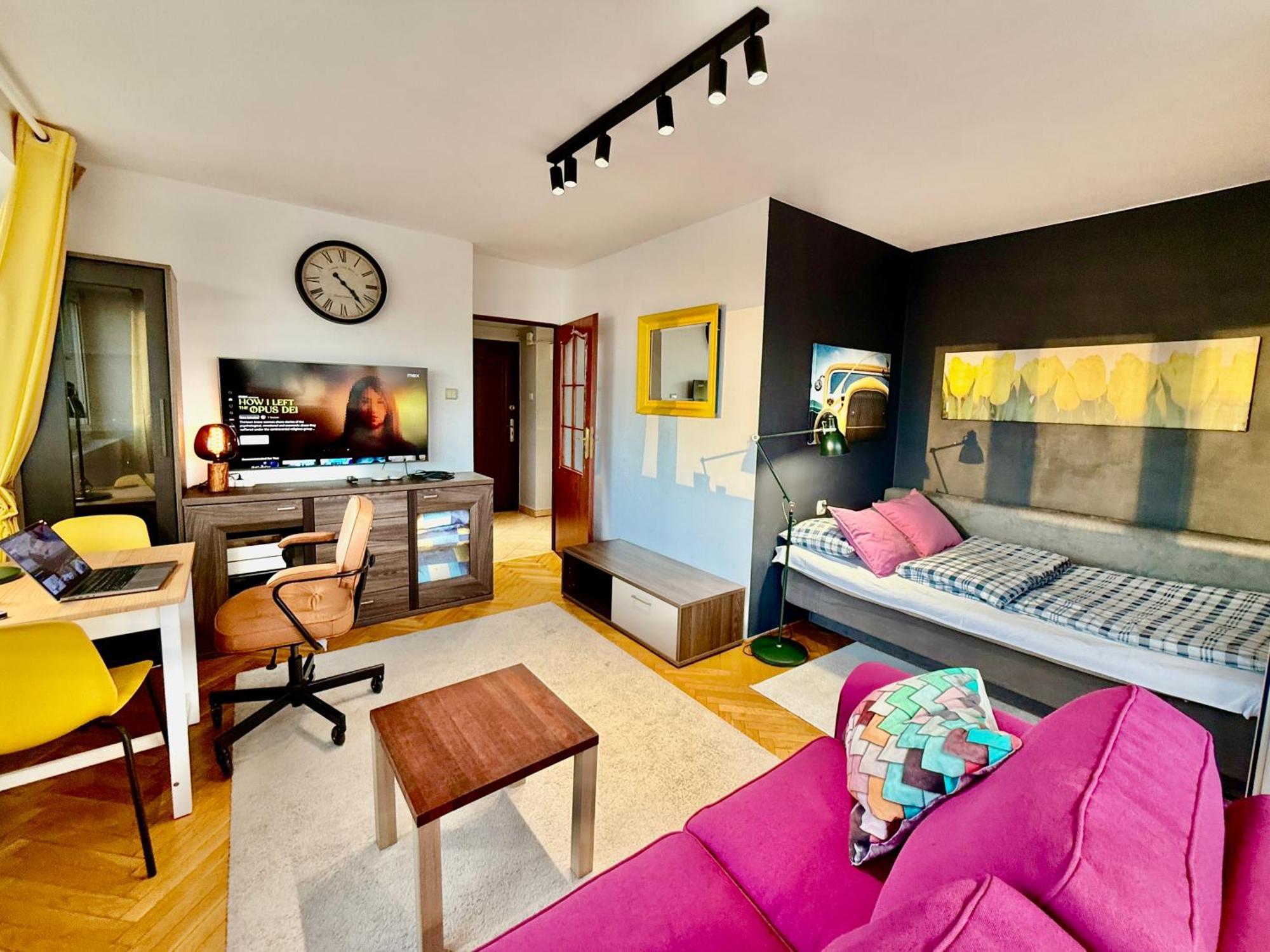 Super Apartment Yellow 2X Metro Fast Wifi 1 Gbs Netflix Panorama Miasta Varsó Kültér fotó
