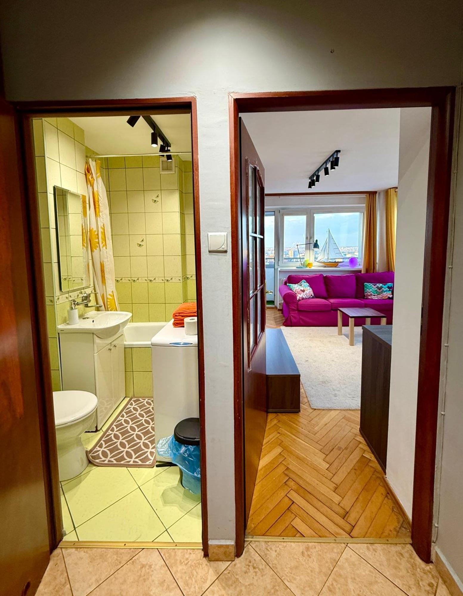 Super Apartment Yellow 2X Metro Fast Wifi 1 Gbs Netflix Panorama Miasta Varsó Kültér fotó
